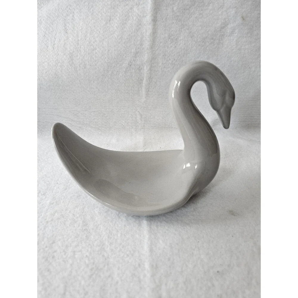 VINTAGE SWAN SOAP DISH CERAMIC Gray GLOSS GLAZE RETRO
